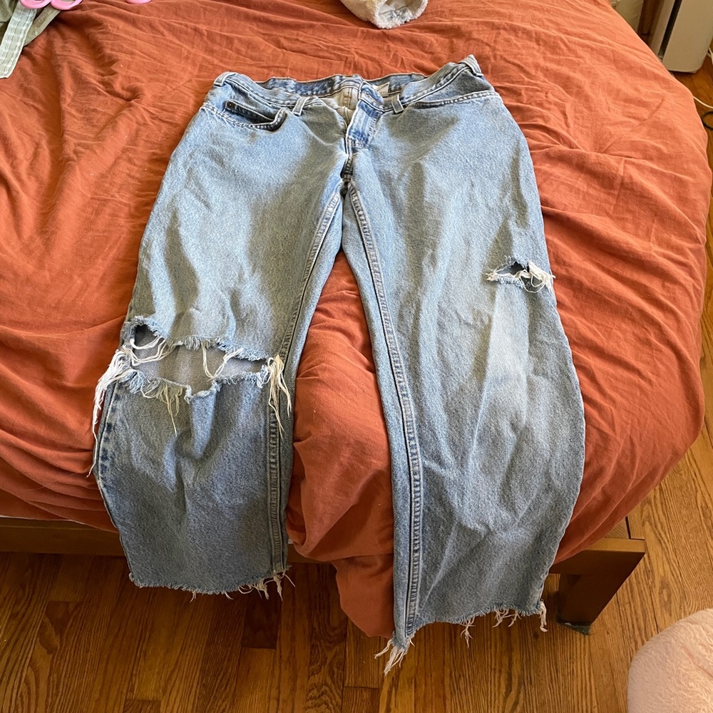 Levi's Blue Boyfriend Jeans with Distressed Details